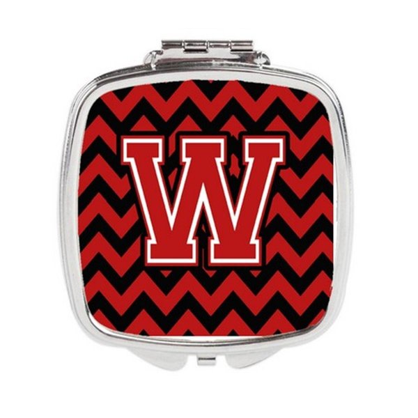 Carolines Treasures Letter W Chevron Black and Red Compact Mirror CJ1047-WSCM